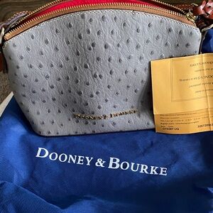 Dooney & Bourke Light Gray Textured Crossbody with Contrast Zippers